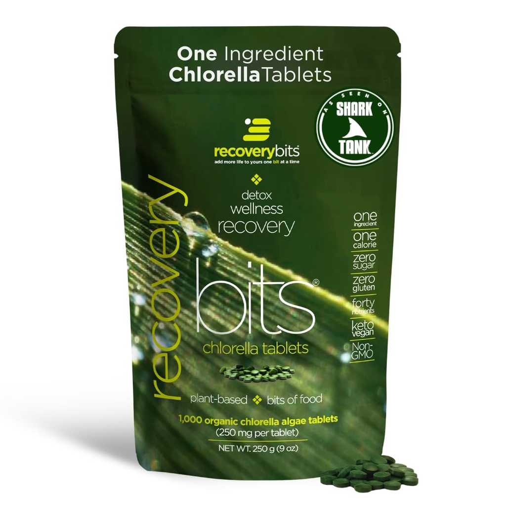 RECOVERYBITS - 有机氯菌片 - 植物型藻类超食品 - 氯phy - 裂细胞壁 - 能量 - 免疫系统 - 排毒 - Keto - Vegan - 非GMO - 大袋 - 1000 平板电脑