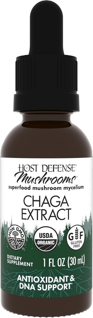 主机Defense Chaga 提取 - 免疫系统支持补充 - 抗氧化剂活动支持的Chaga蘑菇 - 液体饮食蘑菇补充 - 1 fl oz(30 services) *