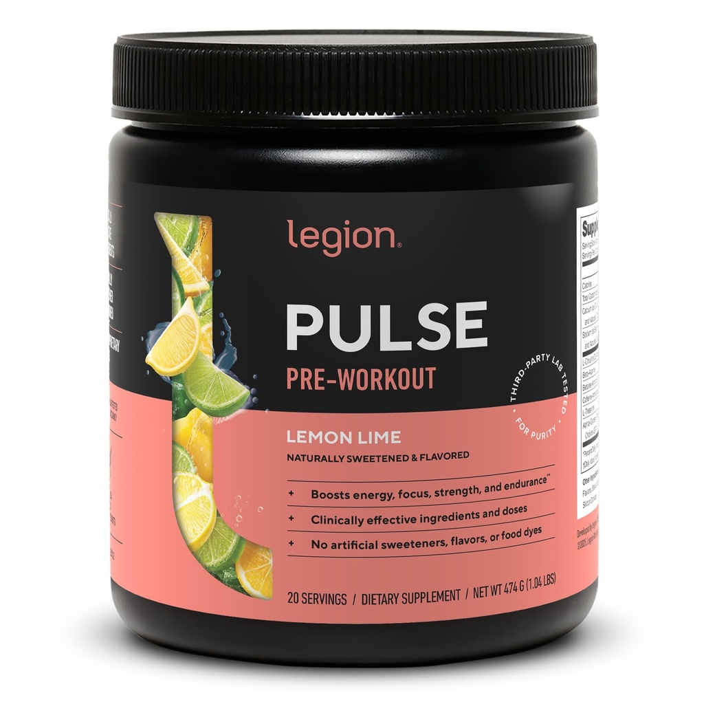 LEGION - 所有天然氮氧化物 预研饮到靴状能量, Creatine 自由, 自然甜化, Beta Alanine, Citrulline, Alpha GPC (Lemon Lime)