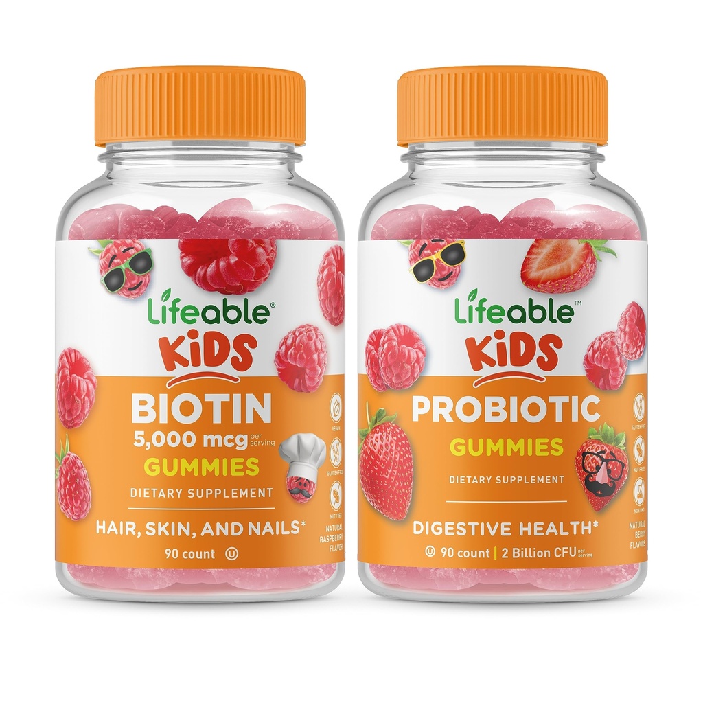 活生生素儿童 + Probiotic 2 亿 CPU 儿童,Gummys Bundle - 大品尝,维生素补充,Gluten Free, GMO Free, Chewable Gummy