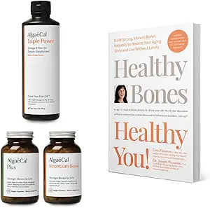 ALGAECAL Bundle - Bone Builder Pack, Calcium Supplement Vitamin D, K2, Strontium & Omega 3 Fish Oil with EPA & DHA & The Book by Lara Pizzorno Healthy Bones Healthy You