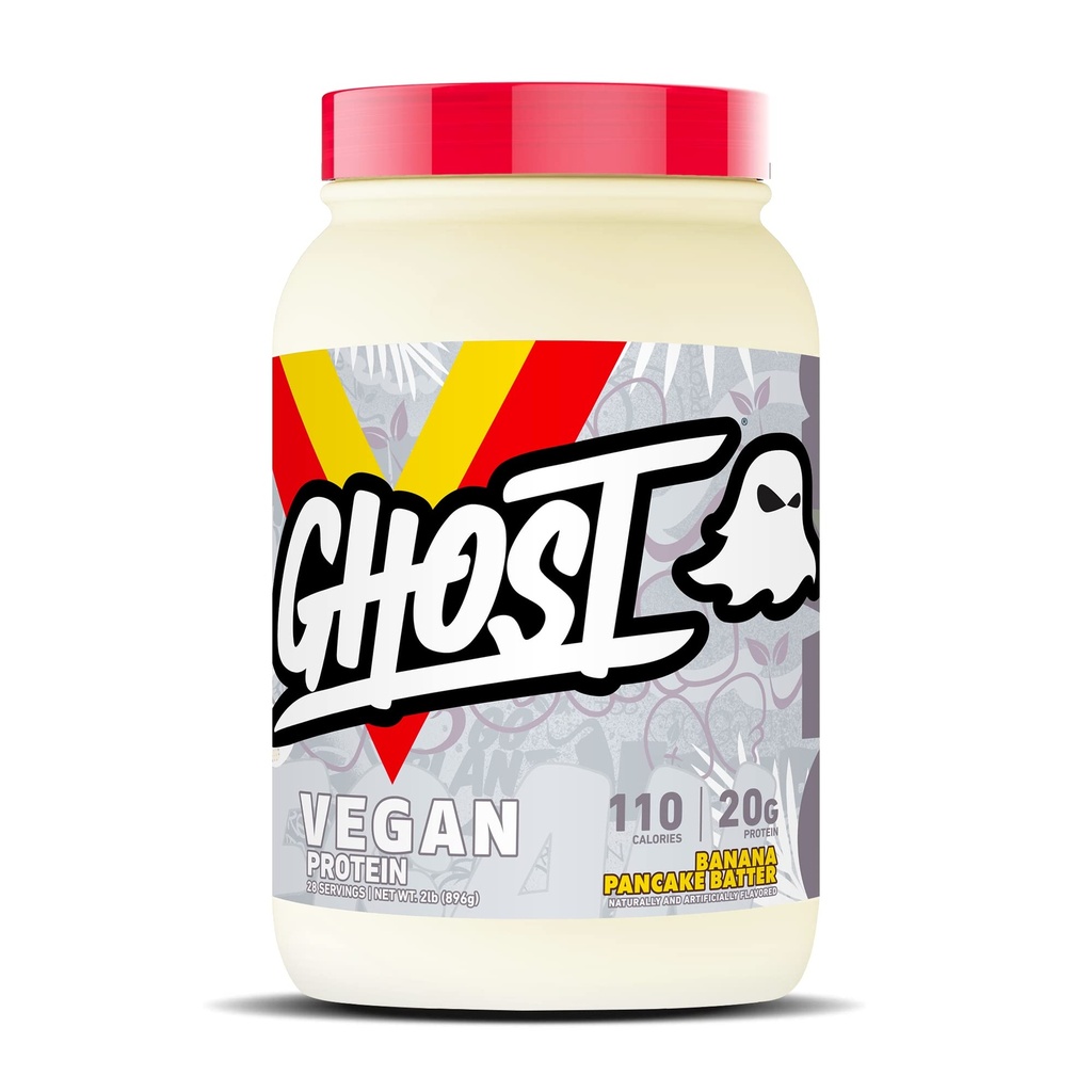 GHOST 维冈蛋白粉,香蕉煎饼棒 - 2lb, 20g 蛋白质 - 植物类 Pea & 有机南瓜蛋白 - ‘工作后与营养 摇摇摆, 滑滑, & Baking - Soy & Gluten-free