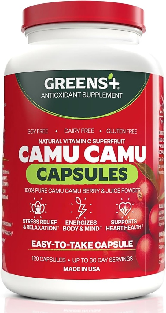 Greens+ SuperFruit 补充剂 Camu Berry 配有维生素和矿物,高ORAC 抗氧化剂,400mg 天然维生素C,120 Veggie Capsules