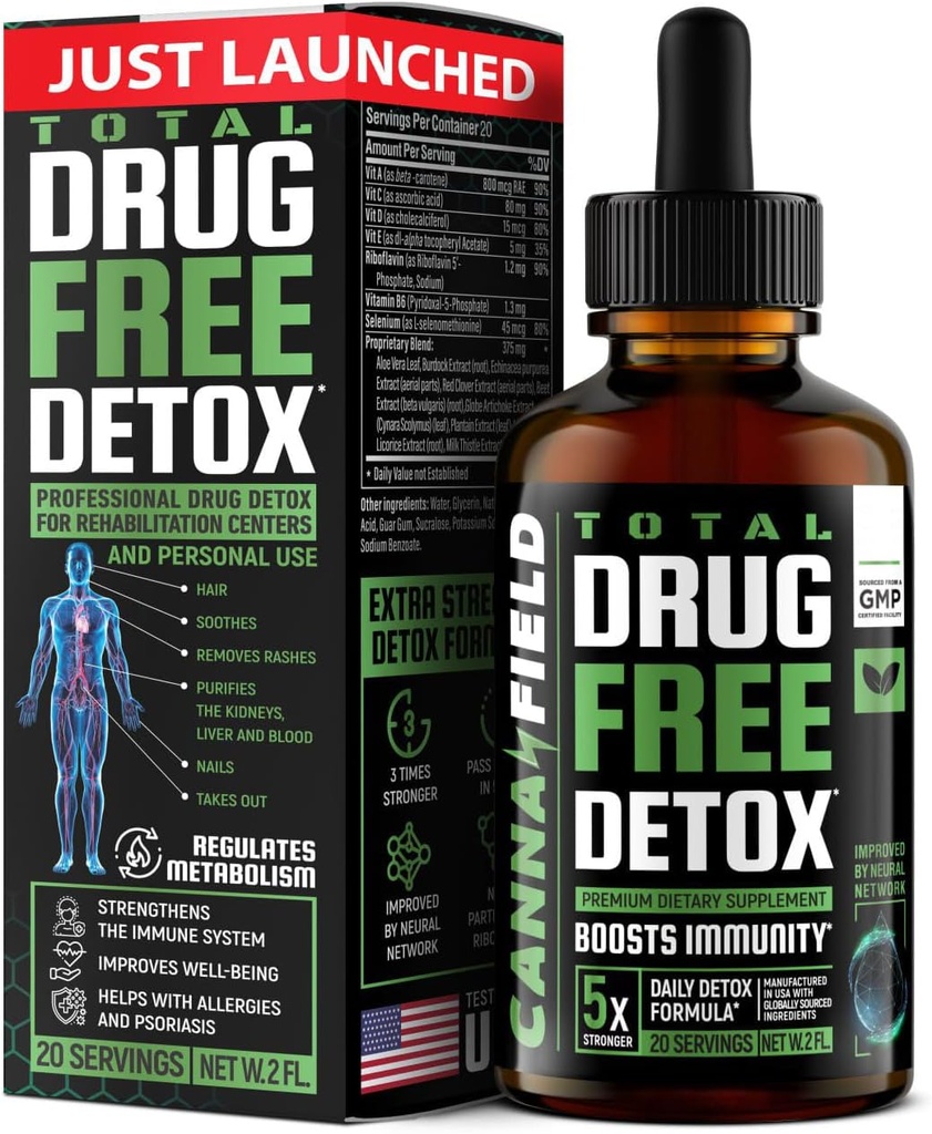 Body Cleanse Liquid Detox Drops, Liver, Gut Cleanse Detox & Repair with Milk Thistle, Premium Detox Supplement, 5-Days Detox