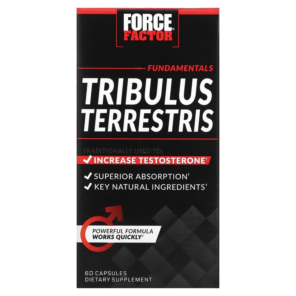 Force Factor Tribulus Terrestris for Men, Testosterone Booster and Male Vitality Supplement, Tribulus Extract and Natural Ingredients for Superior Absorption, Fundamental Series, 1000mg, 60 Capsules