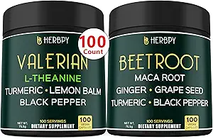 Bundle 5in1 Valerian Root 补充 & 6in1 Beet Root Capsules - 支持休息夜,心脏健康,消化和免疫