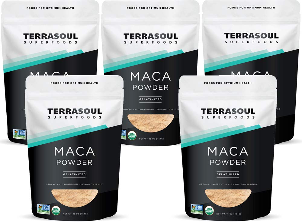 Terrosoul超级食品 有机加拉汀化的麦卡粉, 5 Lbs - Premium Quality - 支持增加 Stamina & Energy - 方便消化的加拉汀化