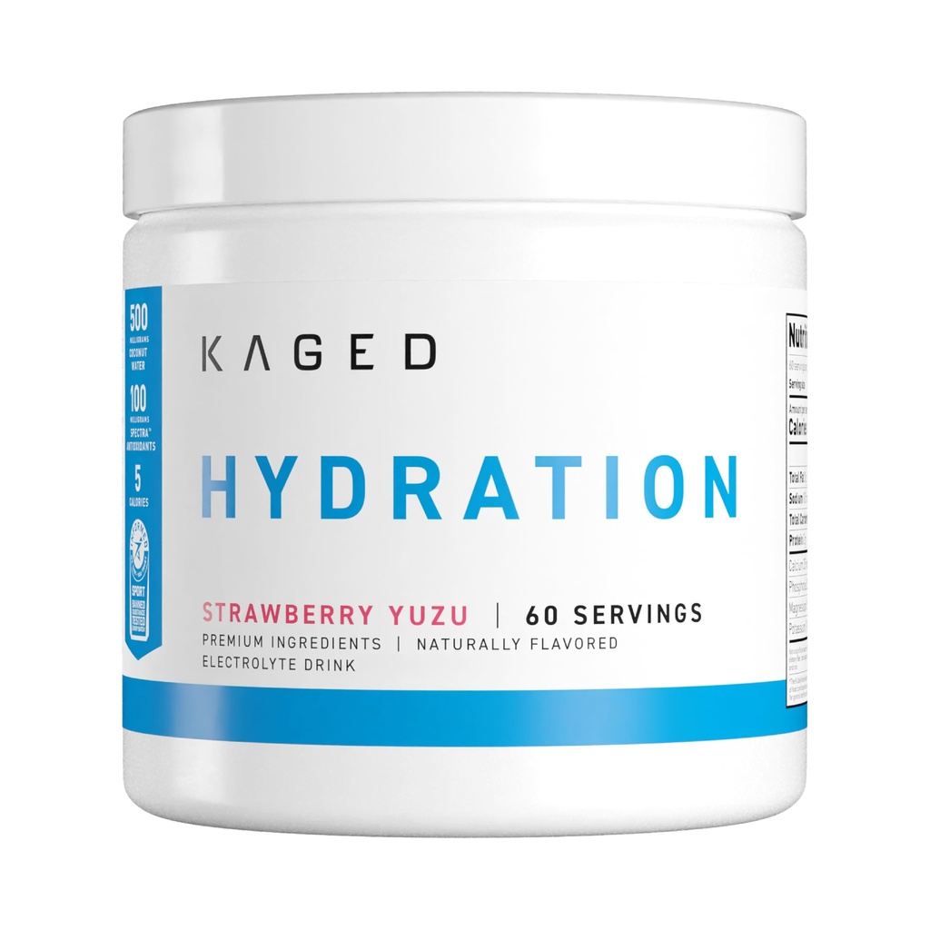 KagedHydroption Electrolytes Powder 草莓 Yuzu 水母主管体育饮品混合 预,邮,内勤 低卡,Vegan,Gluten Free QQ 男女60名服务员