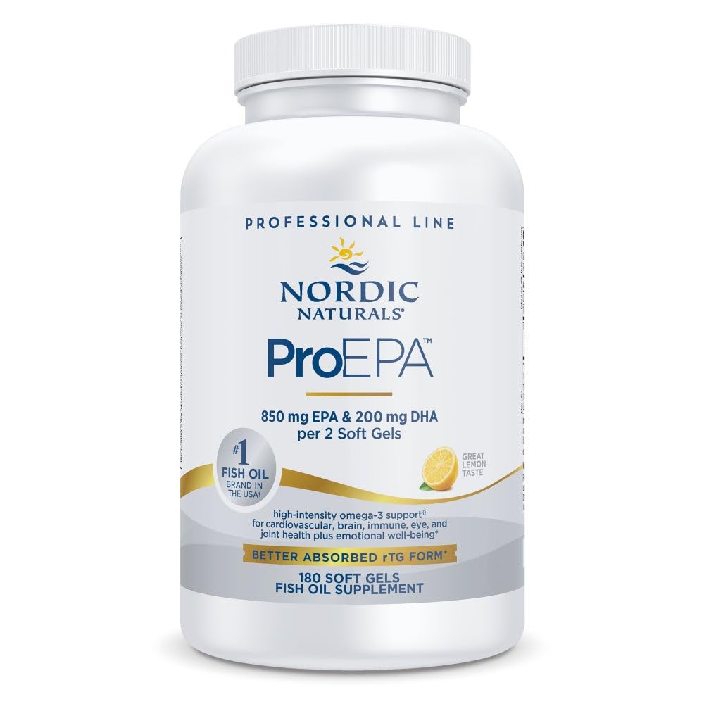 Nordic Naturals ProEPA,柠檬 - 180 Soft Gels - 1210 mg Omega-3 - 高强度EPA 健康膜、心脏健康和细胞功能公式 - 非GMO - 90 服务