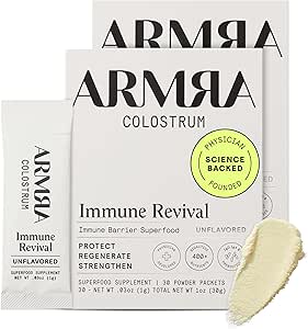 AARRA ColostrumTM 粉末 口味不甘 健康与布洛丁 皮肤与头发 豁免 Keto, Gluten & Fat-Free 60 服务