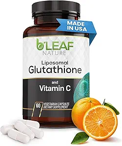 B'LEAF NATURE Liposomal Glutathione & Vitamin C C Capsules 纯聚变——更好的吸收,抗氧化剂用于Imune Boost & Radiant皮肤健康——自然和有机——60个计数