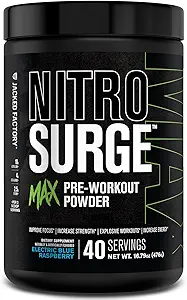 Jacked Factory Nitrosurge Max 高性能预选工作粉 - 预选工作w/Nootropic Informments for Intent focus, Pumps, Smooth Energy, 耐力 - 40 services, Cherry bomb (英语)