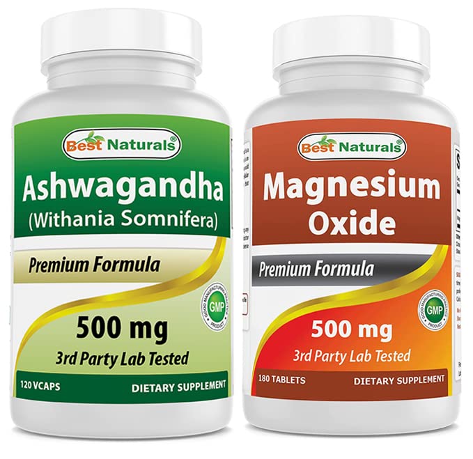 Best Naturals Ashwagandha 抽取500毫克氧化镁500毫克