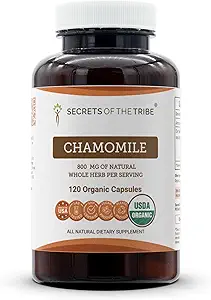 甘菊属(Chamomille)部落的秘密 USDA 有机120 Capsules → 高概率草药补充 → 与蔬菜 Capsules 和有机甘菊属(Martharia recutita) 干花属(120个计数)