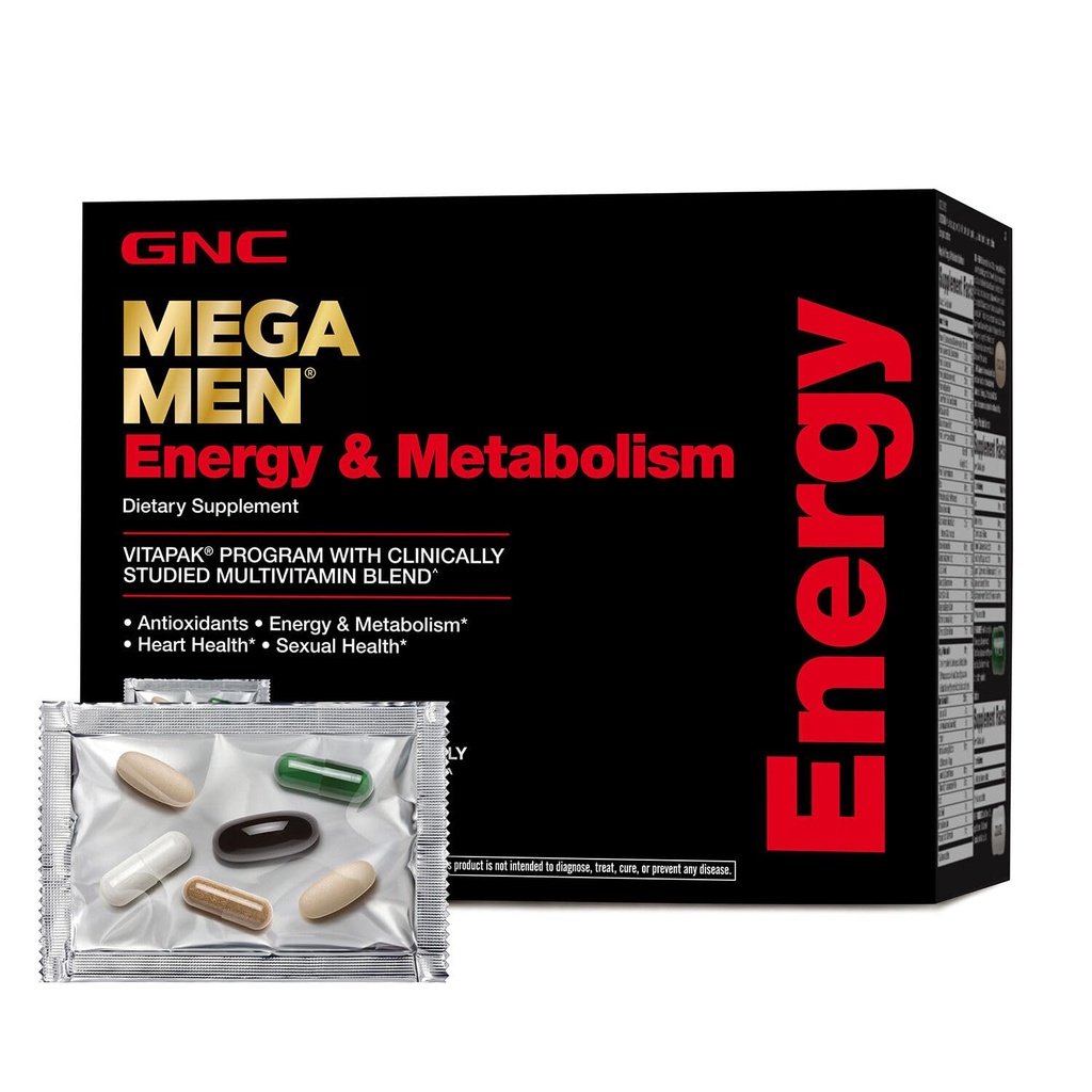 GNC Mega Men Energy and Metabolism Vitapak 方案,方便,完全营养,1包中的5种产品,Calorie Burn,热致性,300mg Cafeine,30 Daily Packes