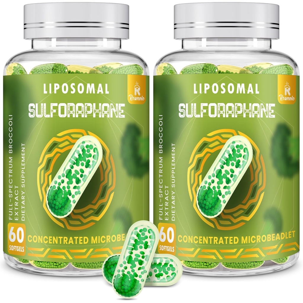 800 MG Liposomal Sulforapae, 最大吸收和可能性的强大双倍交付, Full-Spectrum Brockoli 提取, 抗氧化剂和肝脏补充剂, 120软胶