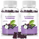 AFXMATE Sambucus Black Elderberry Gummys 配有锌和维生素C的成人儿童免疫支持,无糖120个伯爵