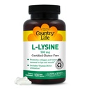 乡村生活 L-Lysine 500mg 配有 B-6, 支持免疫健康, 促进唇和嘴中的凝胶更新, 100 Vegan Capsules, 认证 Gluten Free, 认证 Vegan