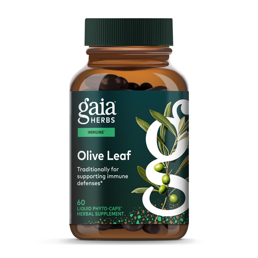 Gaia Herbs 橄榄叶 -- -- 传统的免疫健康支助 -- -- 含橄榄叶提取剂和Oleuropein的免疫系统补编* -- -- 60 Vegan液态植物帽(30天供应)