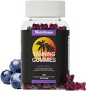 Tanning Gummys,《成人男女的Tanning补编》,《Tanning Gummys日报》,《皮肤健康和颜料》,《Non-GMO》,《Vegan》,《Blueberry Flavor》,《60 Gummys》