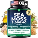 Sea Moss 黑种子油 Ashwagandha Ginger - 高级爱尔兰海 Moss Capsules All in One Supple of Seamoss 黑种子油 Ashwagandha Burdock Root Bladderwrack - 能源药丸 Immune, Gut