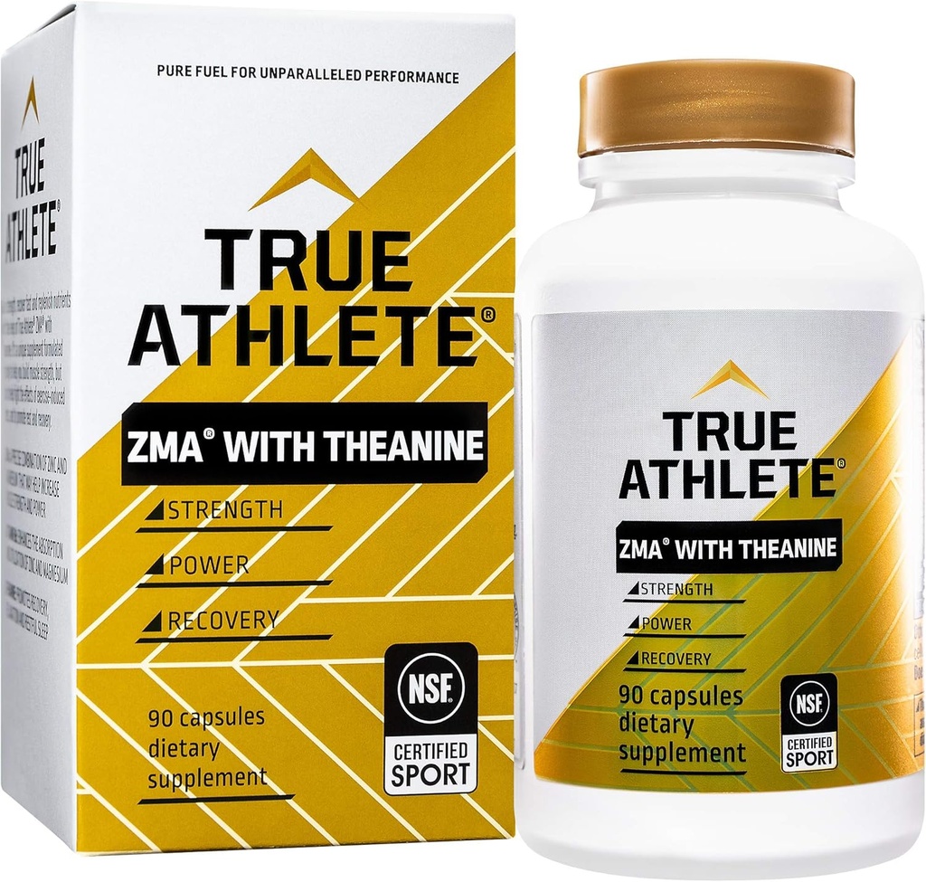 True Athlete ZMA with Theanine – 支持肌肉恢复,强和睡眠 – 锌,镁,维生素B6和放松和性能的Theanine公式(90 Capsules)