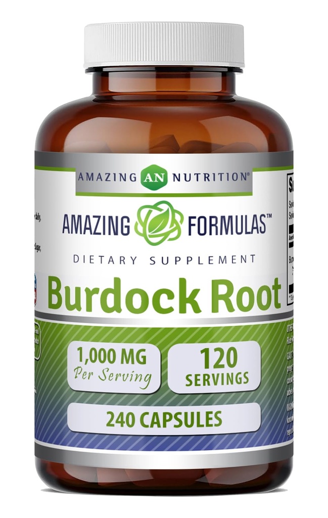 Amazing Formulas Burdock Root 1000 Mg | Capsules Supplement | Non-GMO | Gluten-Free | Made in USA (1 Pack | 240 Count)