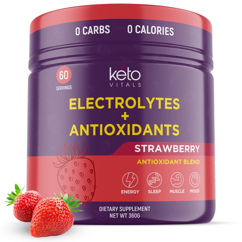 Keto Virtuals 抗氧化电解质粉末 - 与钾,镁,钠,钙混合电解质 → Keto 电解质 补充能量饮料 → Mix → 无糖,零卡路里,零卡路里
