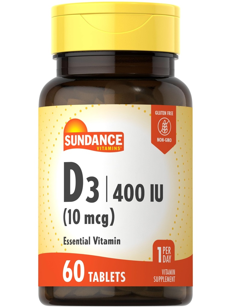 圣丹斯维生素D3 400 IU(10 mcg) | 60 蔬菜片 | 基本维生素补充 | 蔬菜,Non-GMO,和Gluten自由公式