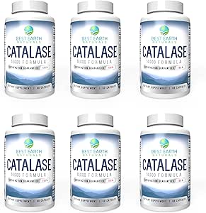 Best Earth Naturals Six pack of Catalasase 10,000 配有 Saw Palmetto, Biotin, Fo-Ti, PABA - 强发的发型补充剂 - 360 Capsules (180天供应量)