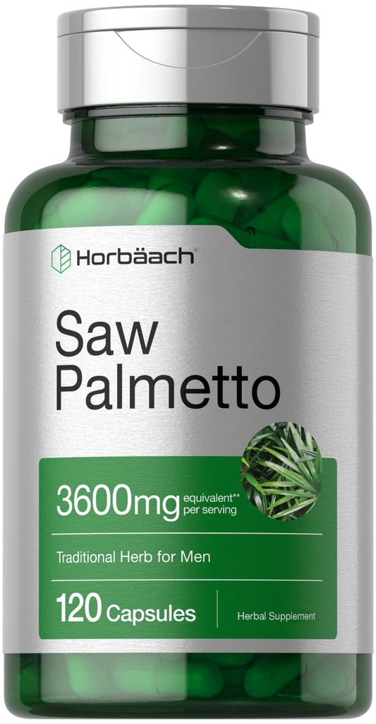 Horbäach Saw Palmetto 解析 120 Capsules → Non-GMO 和 Gluten 自由公式 → Saw Palmetto Berries