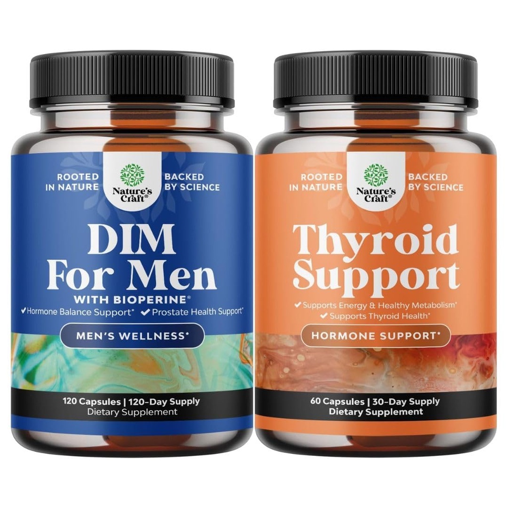 Panax Ginseng Bioperine Grapeshed & Astragalus 用于前列腺保健和草药甲状腺辅助复合体的DIM 男性补充剂包,其中L Tyrosine、Bladderwrack、Selenium和Pure Ashwagandha