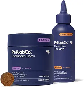PetLab Co. - 狗耳 Yeast Bundle:用于Gut健康、Yeast生产、Ichy Ears、Ichy皮肤、季节性过敏症和清耳治疗的狗耳清洁剂