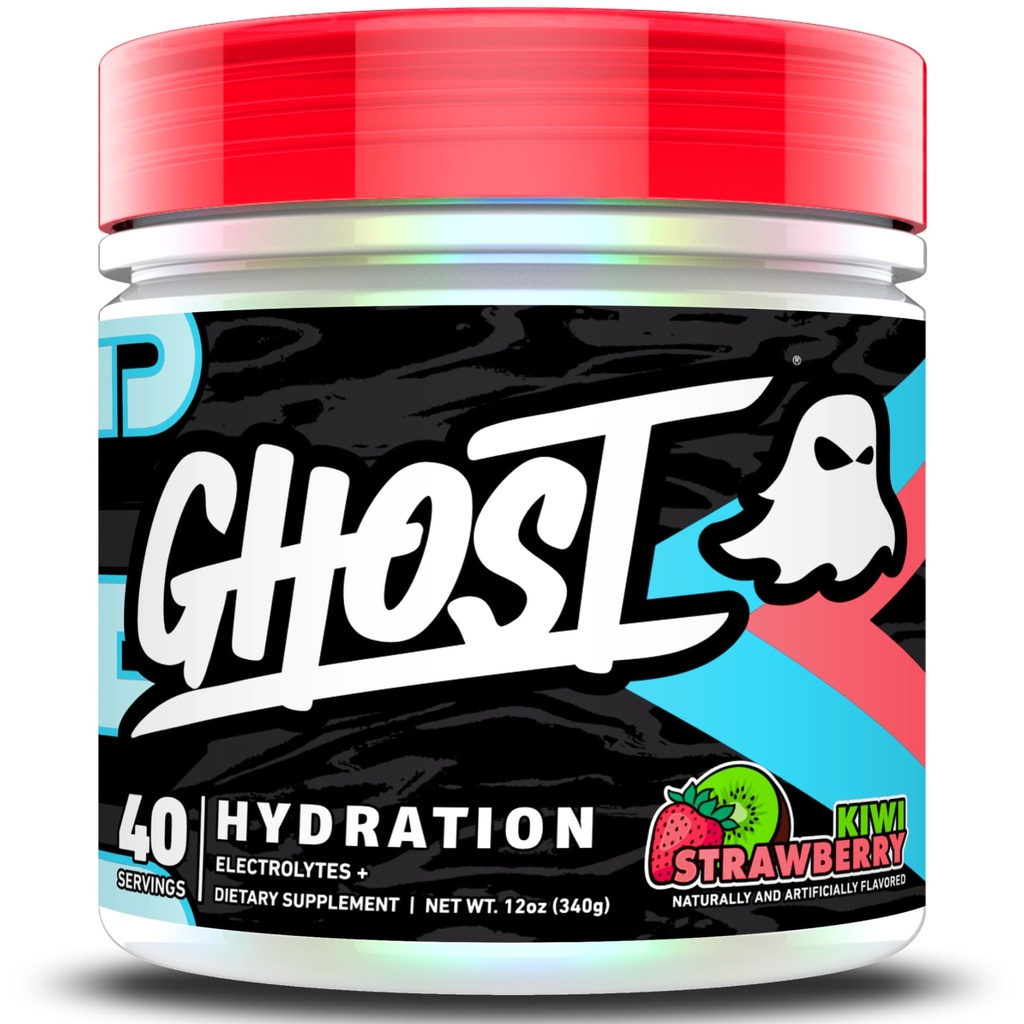 GHOST水利,Kiwi草莓,40 Serv,电解石粉 - 配有镁,钾,钙,维生素C和陶林的饮料混合补充剂,用于能量和耐力 - Vegan, Free of Soy, Sugar & Gluten