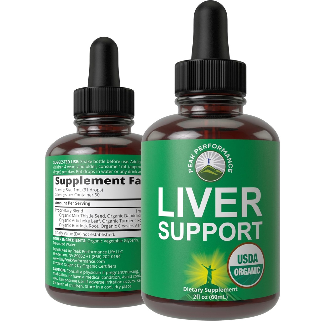 USDA Organic Liver Cleanse Detox & Repair. 6-in-1 Liquid Drops with Organic Milk Thistle, Artichoke Extract, and More. Zero Sugar, Liver Health Support Tincture Supplement Alternative to Capsules