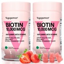 Biotin Gummys 10000mcg 补充品 - 有维生素C,A,D,B-Complex,Folate,Zinc for Women and Girls - Vegan Biotin 头发生长Gummy for Health and Nails, Non-GMO,草莓,120 熊
