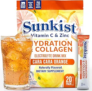 冷冻豆类松基饮料(Collagen Drinking Mix) - 水分卡拉-卡拉橙电解液(Hydrition Cara-Cara orange Electrolyte drink for women with Vitamin C, Zinc, Collagen Peptides, 自然裂解 - 20 packs