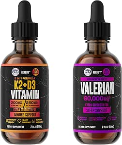 HERBIFY 套装 - K2 和 D3 Drops & Valerian 根纹 - Bone 强度和神经系统支持