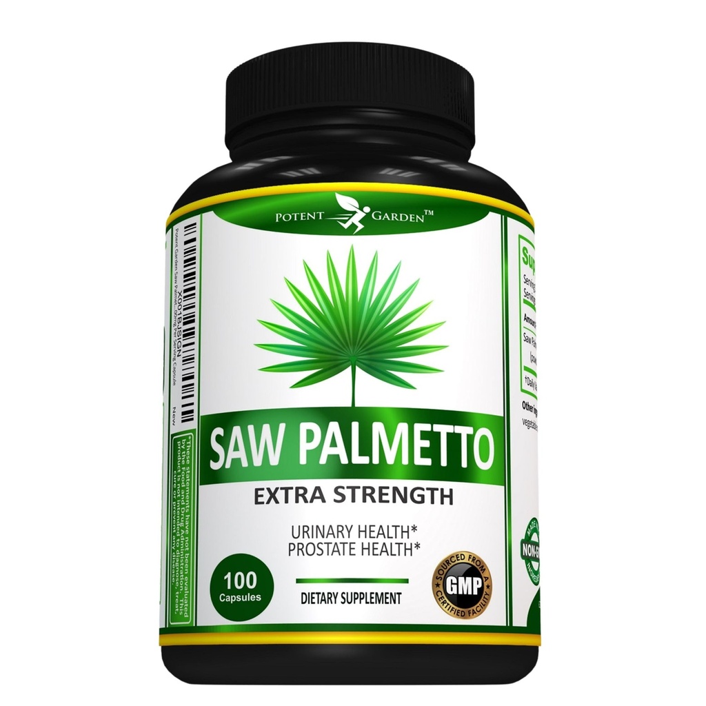 Potent Garden Saw Palmetto 500 mg - 男性前列腺补充剂 - 支持健康的尿液化频率和流 - 非转基因生物,100 Saw Palmetto Capsules