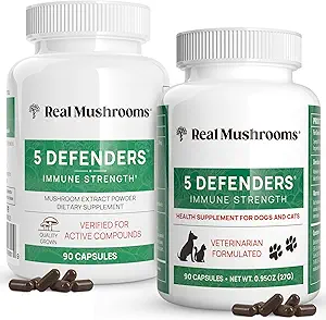 真正的蘑菇 5 人类捍卫者(90ct) & 宠物(90ct) - Capsules Bundle - Chaga,Shiitake, Maitake, Turkey Tail & Reishi 蘑菇 - 为Immune力量和整体福祉 - Vegan, 非GMO
