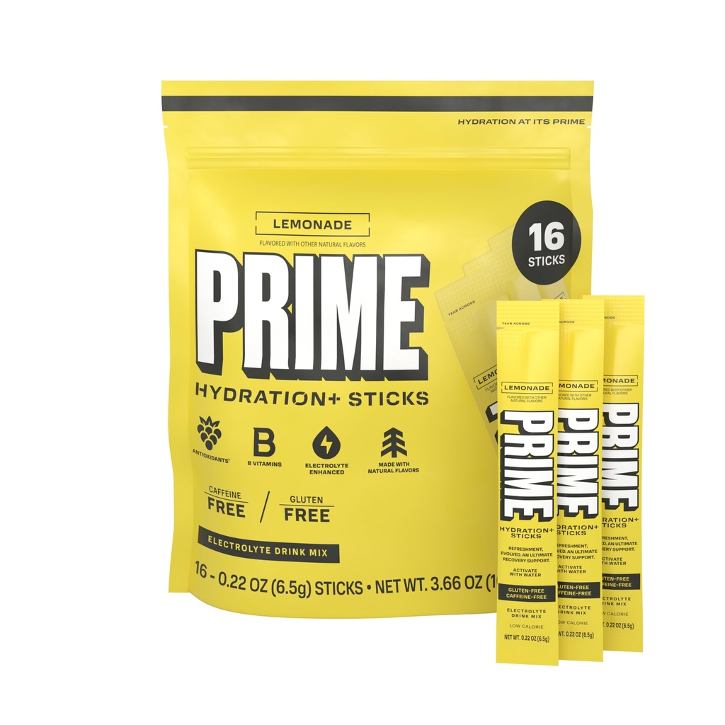 PRIME HYDARINT + 棒柠檬汁 → 水解粉 单项服务 → 电解粉 上 → 低糖 → 咖啡因 – 自由 → β 16 棒