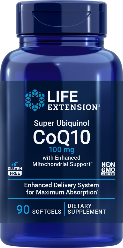 寿命延长 COQ10 超级Ubiquinol 100mg 与增强型Mitochondrial 支持, 90 软胶