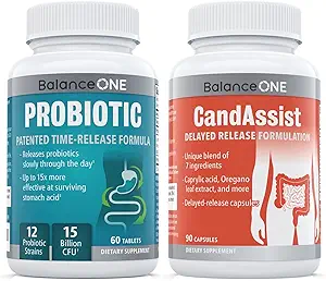 平衡 1 Probiotic & CandAsist Bundle 15亿时间-释放 Probiotic → 天然清洁 与卡布里利酸,柏柏林