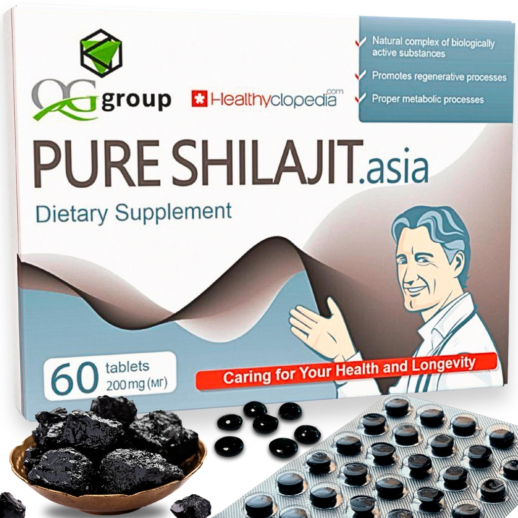 天然纯的Shilajit片 类似 Raw Resin Mumiyo 干燥滴60片-200mg 100%喜马拉雅增产,85+ 能源和代谢矿物,Immune支持-男女理想