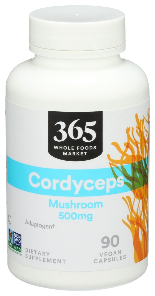 365 由全食品市场, Cordyceps Mushroom Vegan Capsules, 500mg, 90 Counter , 90