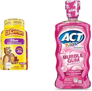 L'il crits 90 Fiber Gummy 补充品和ACT 孩子们 16.9oz 抗癌 氟化剂 Rinse 包