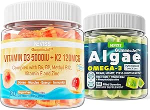 NEVISS 维生素 D3 5000IU + K2(MK-7) 120mcg 填充胶体 + Vegan Omega 3 胶体 1000mg