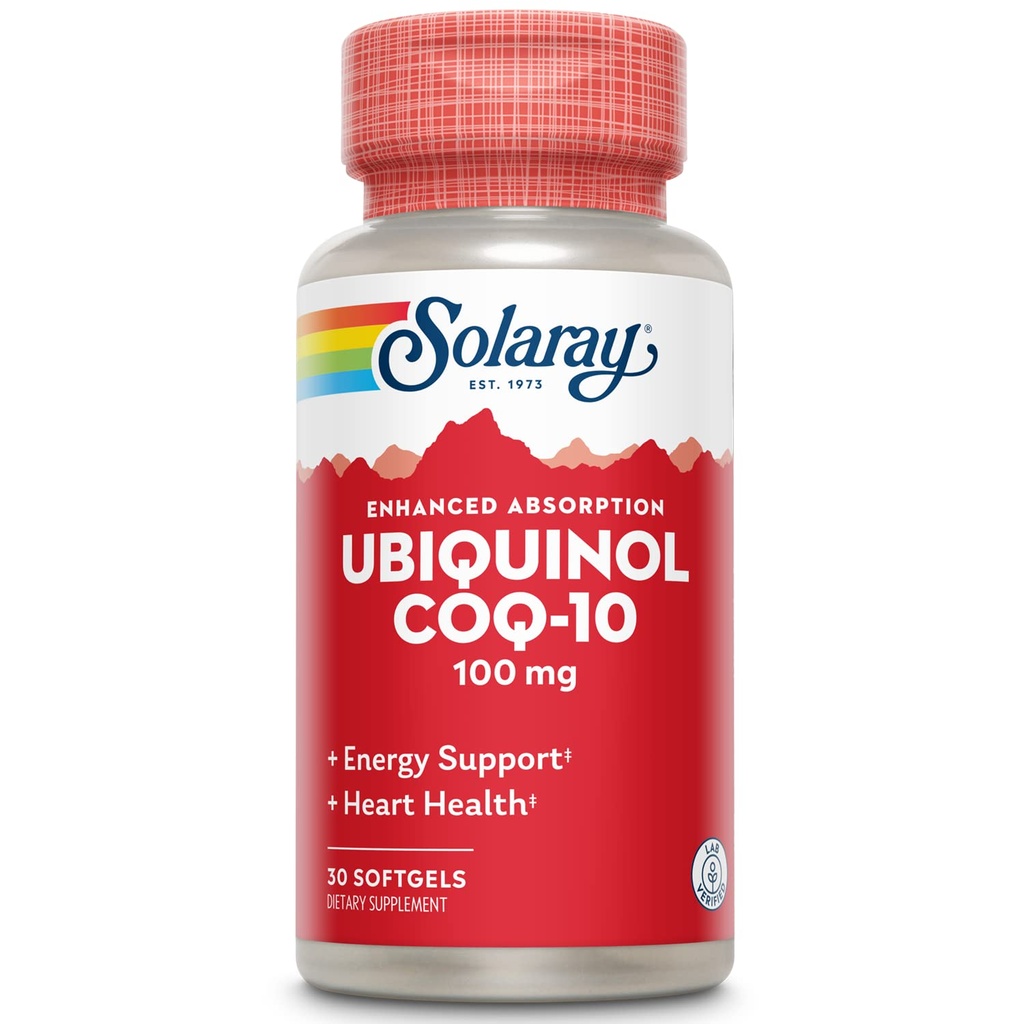 Solaray Ubiquinol CoQ- 10 100mg 增强吸收软胶 - Ubiquinol CoQ10 男女补充,Coenzyme Q10-30 软胶