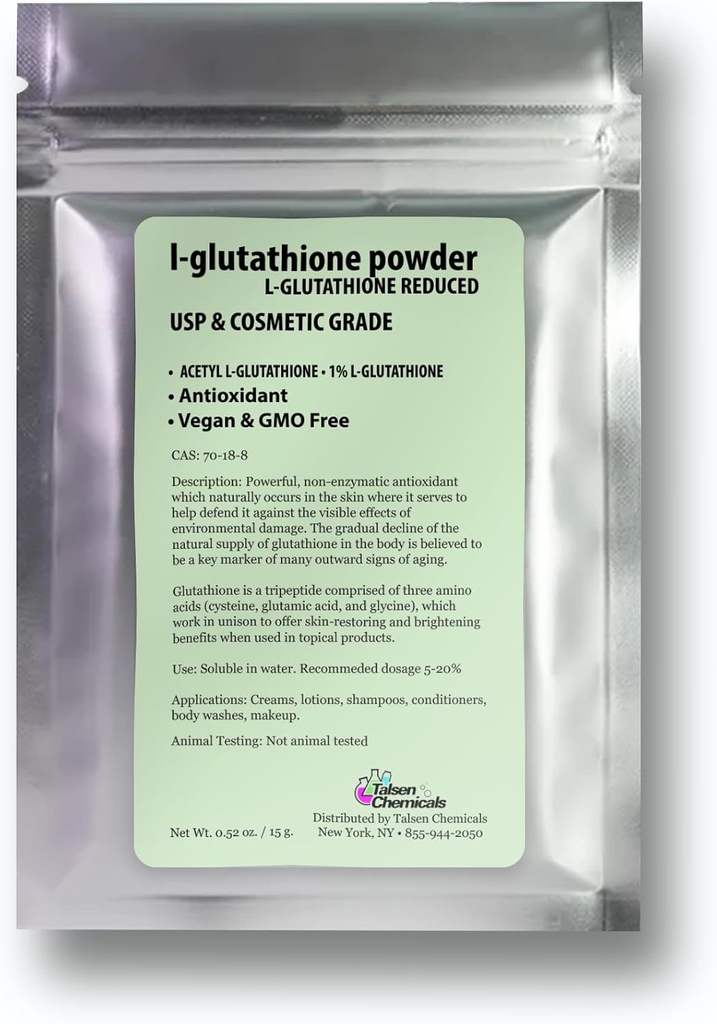 L-Glutathione 粉末 DIY 化妆品级 纯 Glutathione 有机粉末用于皮肤, (0.5 Ounce / 15克)