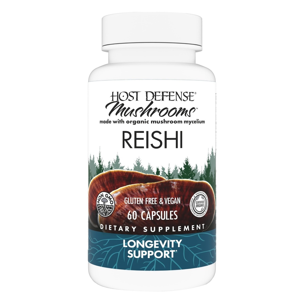 Host Defense Reishi Capsules - 心脏和免疫健康支助补编 - 支持能量和生命力的蘑菇补编 - Reishi Assistance Assolute-General Welling - 60 Capsules (30名服务员) *